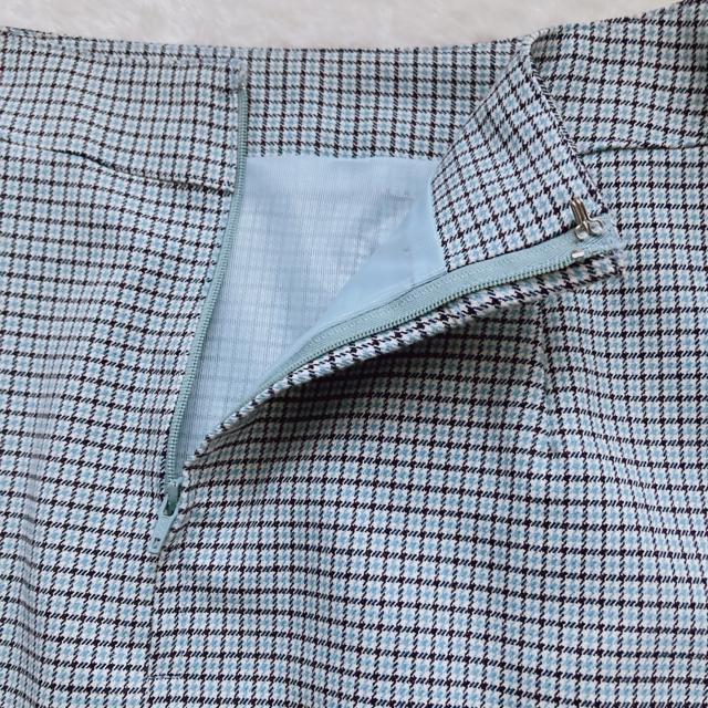 千鳥柄 チェック ミントブルー 膝丈 タイト ペンシル スカート W67 N2m < 女性ファッション  千鳥柄 チェック ミントブルー 膝丈 タイト ペンシル スカート W67 N2m < 女性ファッションの