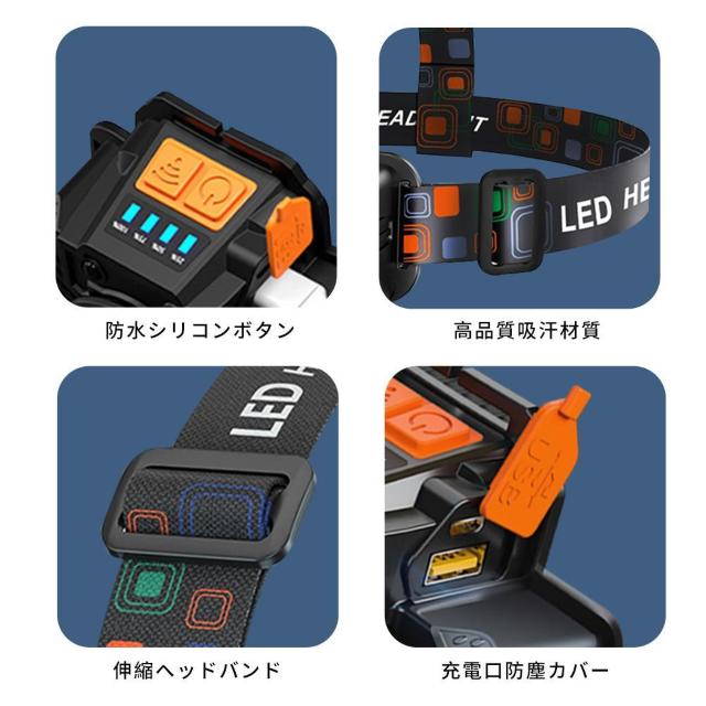 *センサー搭載★ LEDヘッドランプ 1200LM 充電式 最大50h稼働 防水 < レジャー/スポーツ  *センサー搭載★ LEDヘッドランプ 1200LM 充電式 最大50h稼働 防水 < レジャー/スポーツの
