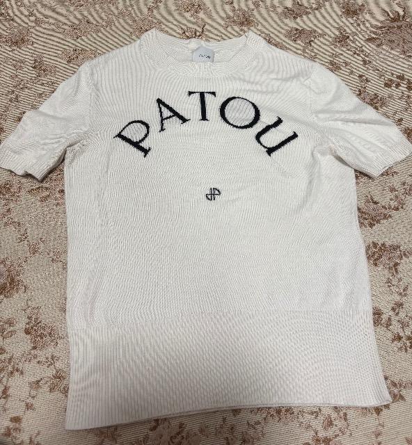 patou パトゥ ジャガード半袖ロゴニット Lサイズ < 女性ファッション  patou パトゥ ジャガード半袖ロゴニット Lサイズ  < 女性ファッションの