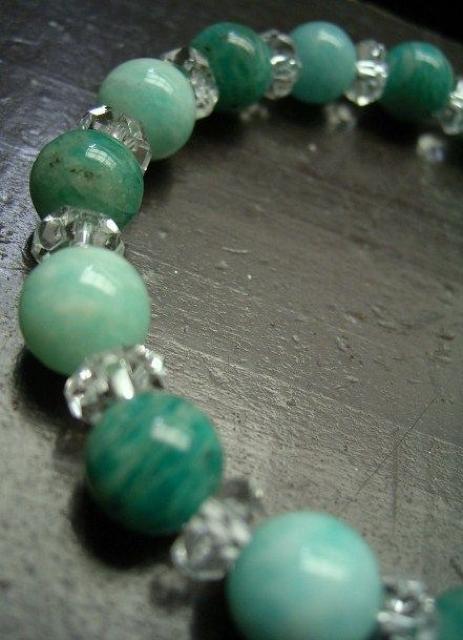 ☆即決☆アマゾナイトxカット水晶ブレスレット < 男性アクセサリー/時計 ☆即決☆アマゾナイトxカット水晶ブレスレット < 男性アクセサリー/時計の