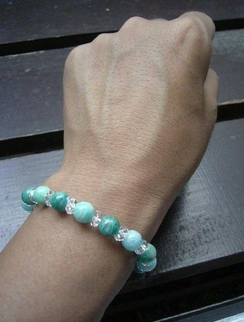 ☆即決☆アマゾナイトxカット水晶ブレスレット < 男性アクセサリー/時計 ☆即決☆アマゾナイトxカット水晶ブレスレット < 男性アクセサリー/時計の