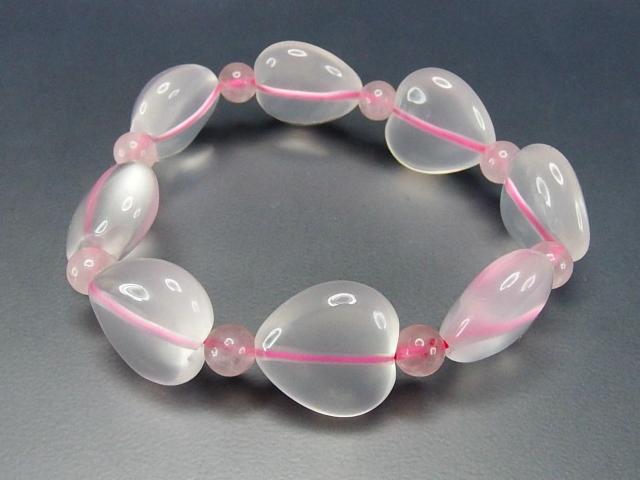 極上質アイスローズクォーツ極透明ハート大粒約18mm未着色天然石ブレスレット < 女性アクセサリー/時計  極上質アイスローズクォーツ極透明ハート大粒約18mm未着色天然石ブレスレット < 女性アクセサリー/時計の