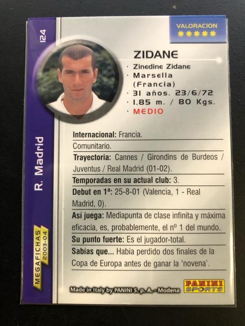 2003・04MEGAFICHAS PANINI/NO-124・レアル・マドリッド・ジネディ−ヌ・ジダン < トレーディングカード 2003・04MEGAFICHAS PANINI/NO-124・レアル・マドリッド・ジネディ−ヌ・ジダン < トレーディングカードの