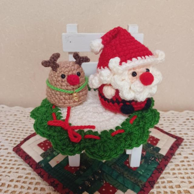 ☆Hand made☆ Merry Christmas*サンタさんとトナカイさんA*ドイリー付き*あみぐるみ < ペット/手芸/園芸 ☆Hand made☆ Merry Christmas*サンタさんとトナカイさんA*ドイリー付き*あみぐるみ < ペット/手芸/園芸の