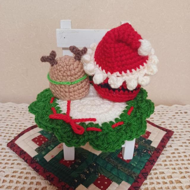 ☆Hand made☆ Merry Christmas*サンタさんとトナカイさんA*ドイリー付き*あみぐるみ < ペット/手芸/園芸 ☆Hand made☆ Merry Christmas*サンタさんとトナカイさんA*ドイリー付き*あみぐるみ < ペット/手芸/園芸の