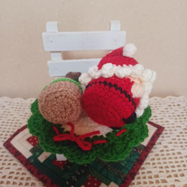 ☆Hand made☆ Merry Christmas*サンタさんとトナカイさんA*ドイリー付き*あみぐるみ < ペット/手芸/園芸 ☆Hand made☆ Merry Christmas*サンタさんとトナカイさんA*ドイリー付き*あみぐるみ < ペット/手芸/園芸の