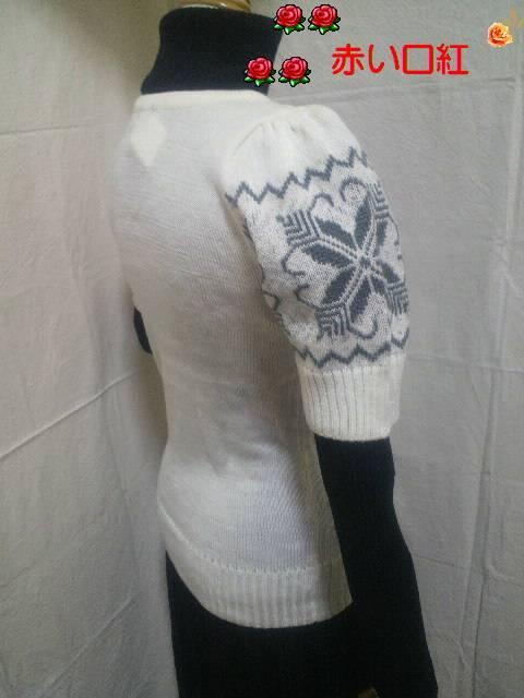 半袖セーターホワイト&グレーM < 女性ファッション  半袖セーターホワイト&グレーM < 女性ファッションの