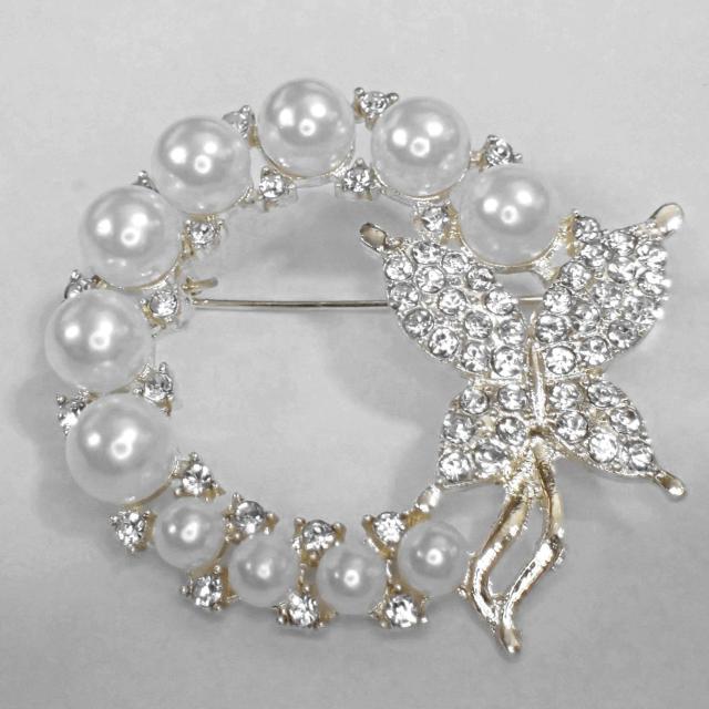 銀色 蝶 蝶々 人工パール 人工真珠 ラインストーン ピンブローチ ブローチ ピンバッジ バッジ ピンズ ラペルピン @ < 女性アクセサリー/時計 銀色 蝶 蝶々 人工パール 人工真珠 ラインストーン ピンブローチ ブローチ ピンバッジ バッジ ピンズ ラペルピン @ < 女性アクセサリー/時計の