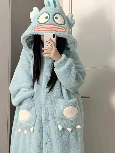 ハンギョドン女性用?心地よいフリースフード付きパジャマかわいいアニメキャラクター < 女性ファッション ハンギョドン女性用?心地よいフリースフード付きパジャマかわいいアニメキャラクター < 女性ファッションの