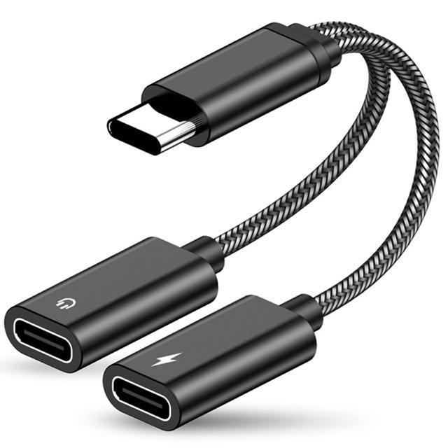 USB Type C 二股 ケーブル 充電しながら使えるイヤホン タイプCイヤホン変換 分岐2口分配器 スプリッター ナイロン編み < 家電/AV USB Type C 二股 ケーブル 充電しながら使えるイヤホン タイプCイヤホン変換 分岐2口分配器 スプリッター ナイロン編み < 家電/AVの