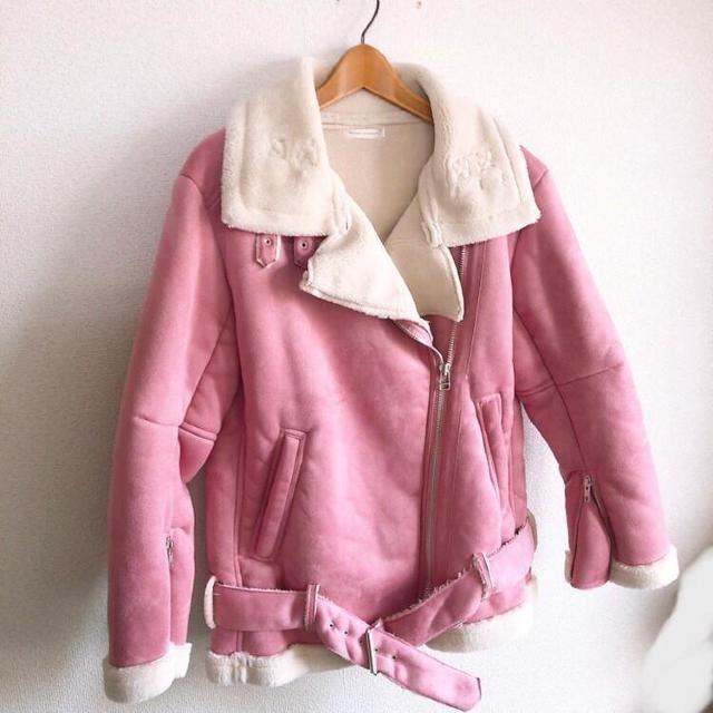 ◆WEGO/ウィゴー◆フェイクムートンライダースジャケット★ピンクF*内側ボアで暖か♪ < ブランド ◆WEGO/ウィゴー◆フェイクムートンライダースジャケット★ピンクF*内側ボアで暖か♪ < ブランドの