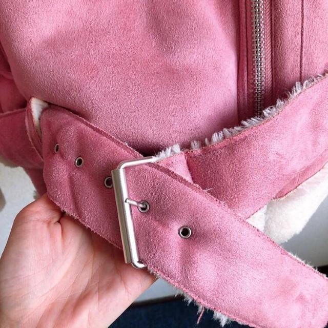 ◆WEGO/ウィゴー◆フェイクムートンライダースジャケット★ピンクF*内側ボアで暖か♪ < ブランド ◆WEGO/ウィゴー◆フェイクムートンライダースジャケット★ピンクF*内側ボアで暖か♪ < ブランドの