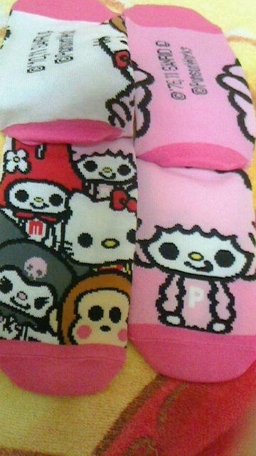 サンリオ仲間たち靴下ホワイト×ピンク系約22〜24p < インテリア/ライフ  サンリオ仲間たち靴下ホワイト×ピンク系約22〜24p < インテリア/ライフの