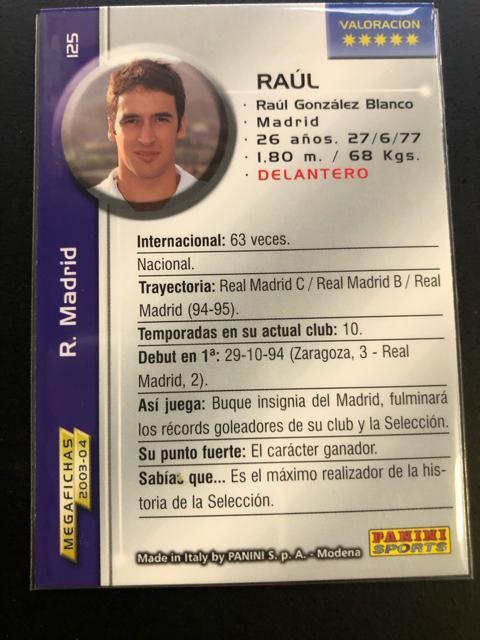 2003・04MEGAFICHAS PANINI/NO-125・レアル・マドリッド・ラウル・ゴンザレス < トレーディングカード 2003・04MEGAFICHAS PANINI/NO-125・レアル・マドリッド・ラウル・ゴンザレス < トレーディングカードの