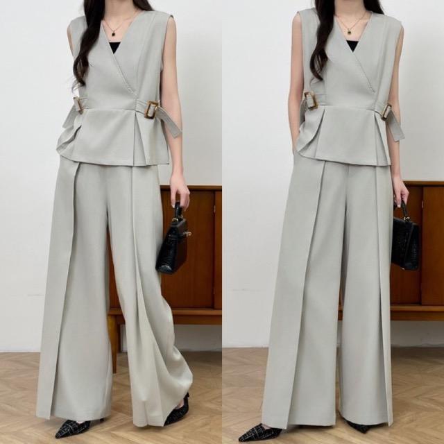 新品★emi+★サイドベルトカシュクールベストパンツセットアップ★ < 女性ファッション  新品★emi+★サイドベルトカシュクールベストパンツセットアップ★  < 女性ファッションの