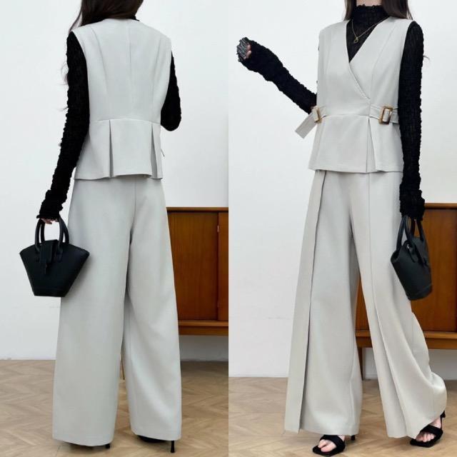 新品★emi+★サイドベルトカシュクールベストパンツセットアップ★ < 女性ファッション  新品★emi+★サイドベルトカシュクールベストパンツセットアップ★ < 女性ファッションの