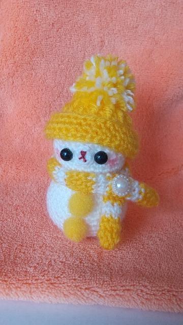 くま雪だるま*編みぐるみ(山吹色) < ペット/手芸/園芸 くま雪だるま*編みぐるみ(山吹色) < ペット/手芸/園芸の