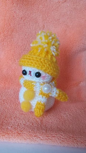 くま雪だるま*編みぐるみ(山吹色) < ペット/手芸/園芸 くま雪だるま*編みぐるみ(山吹色) < ペット/手芸/園芸の