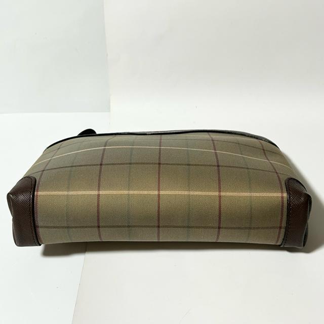 Burberry バーバリーズ ポーチ ブラウン レザー キャンバス レザー チェック柄 < ブランド Burberry バーバリーズ ポーチ ブラウン レザー キャンバス レザー チェック柄 < ブランドの