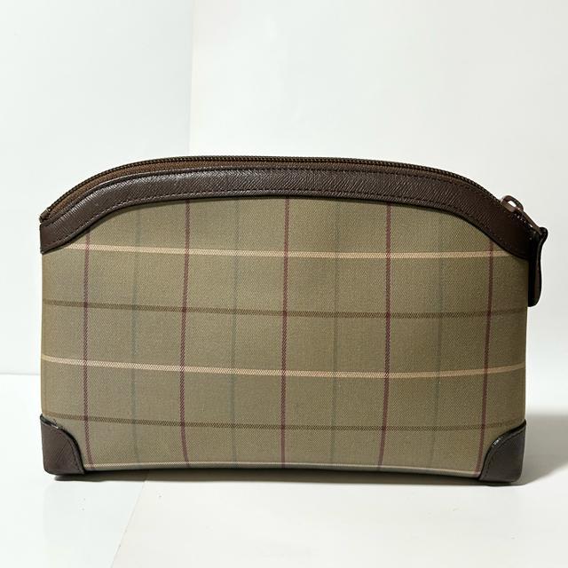 Burberry バーバリーズ ポーチ ブラウン レザー キャンバス レザー チェック柄 < ブランド Burberry バーバリーズ ポーチ ブラウン レザー キャンバス レザー チェック柄 < ブランドの