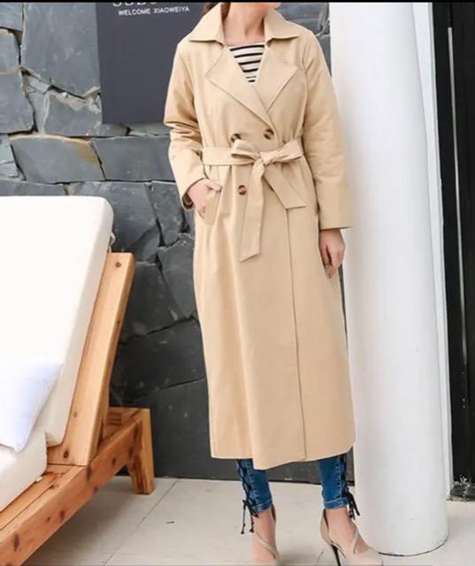 ベージュロングトレンチコートストレートスプリングコートFutierland < 女性ファッション  ベージュロングトレンチコートストレートスプリングコートFutierland  < 女性ファッションの