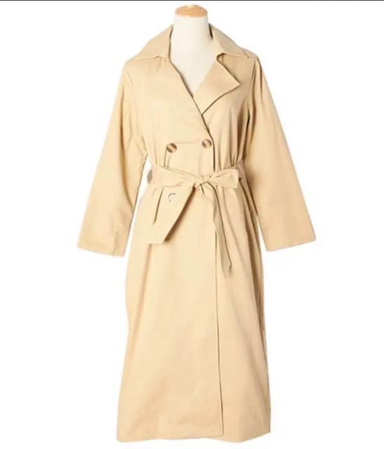 ベージュロングトレンチコートストレートスプリングコートFutierland < 女性ファッション  ベージュロングトレンチコートストレートスプリングコートFutierland < 女性ファッションの