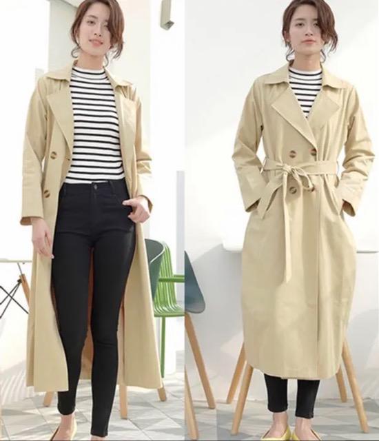 ベージュロングトレンチコートストレートスプリングコートFutierland < 女性ファッション  ベージュロングトレンチコートストレートスプリングコートFutierland < 女性ファッションの