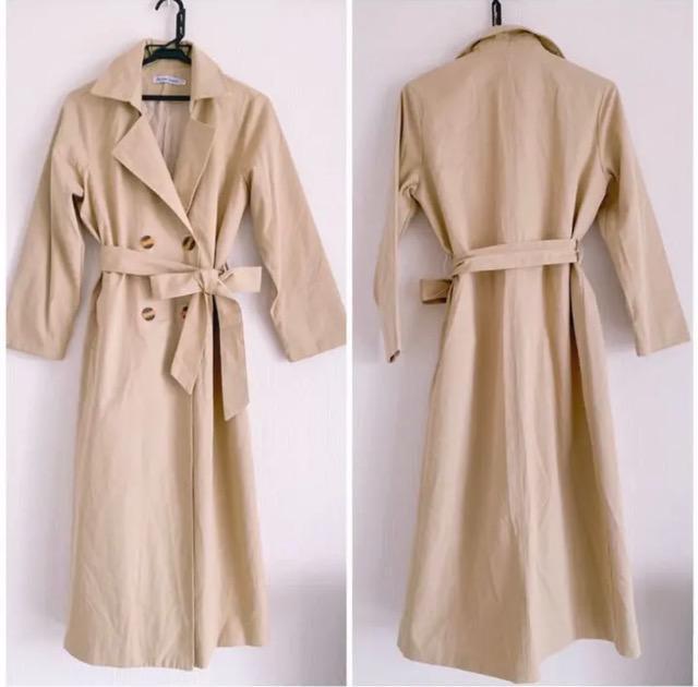 ベージュロングトレンチコートストレートスプリングコートFutierland < 女性ファッション  ベージュロングトレンチコートストレートスプリングコートFutierland < 女性ファッションの