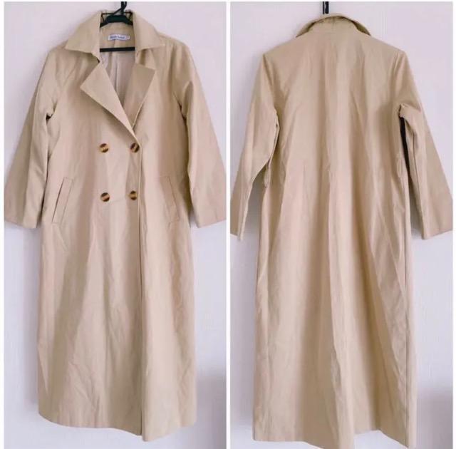 ベージュロングトレンチコートストレートスプリングコートFutierland < 女性ファッション  ベージュロングトレンチコートストレートスプリングコートFutierland < 女性ファッションの
