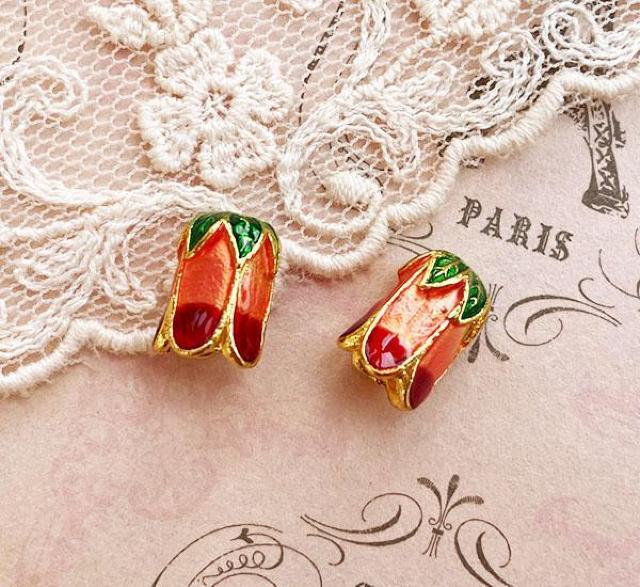 花型エナメルビーズキャップ/ビーズ2個赤 < ペット/手芸/園芸  花型エナメルビーズキャップ/ビーズ2個赤  < ペット/手芸/園芸の