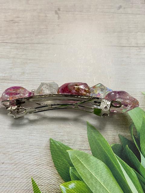 ハンドメイド レジンで作った鉱石のバレッタ ドライフラワー  < 女性ファッション  ハンドメイド レジンで作った鉱石のバレッタ ドライフラワー  < 女性ファッションの