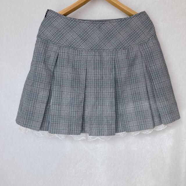 グレンチェック 裾レース プリーツ ミニスカート W67 裏地付き ミニスカ N2m < 女性ファッション グレンチェック 裾レース プリーツ ミニスカート W67 裏地付き ミニスカ N2m < 女性ファッションの