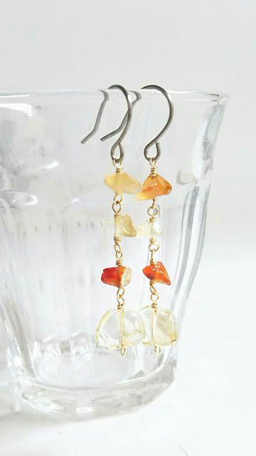 14kgf*カーネリアンとシトリンのピアス* 18061 < 女性アクセサリー/時計 14kgf*カーネリアンとシトリンのピアス* 18061 < 女性アクセサリー/時計の