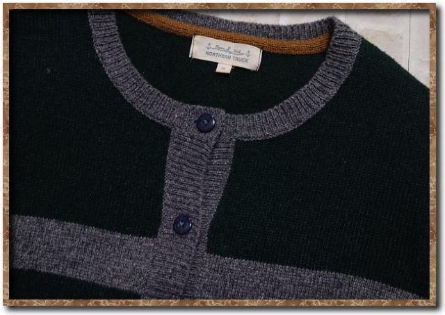 ノーザントラック ボーダーニットカーディガン グレー×緑 < 男性ファッション  ノーザントラック ボーダーニットカーディガン グレー×緑 < 男性ファッションの