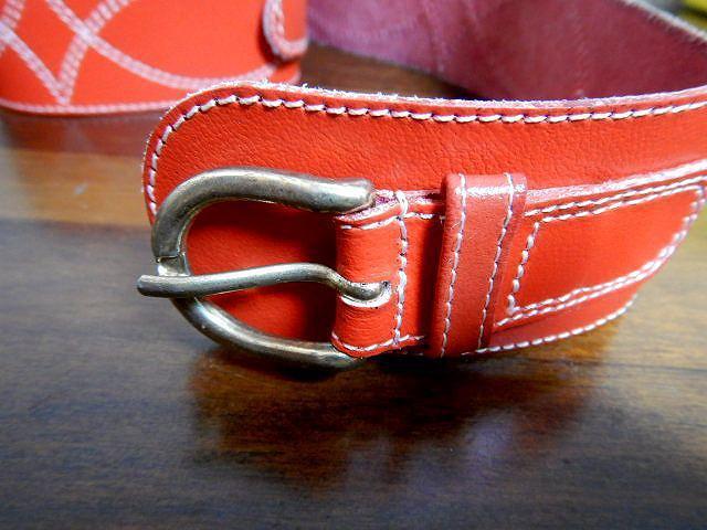 ◆croute de cuir ベルト レザー レッド 赤 メンズ 中古品 < 男性ファッション  ◆croute de cuir ベルト レザー レッド 赤 メンズ 中古品 < 男性ファッションの