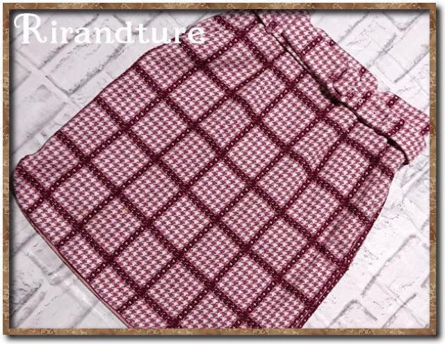 リランドチュール ベルト付き千鳥格子ツイードスカ−ト ピンク < ブランド  リランドチュール ベルト付き千鳥格子ツイードスカ−ト ピンク  < ブランドの