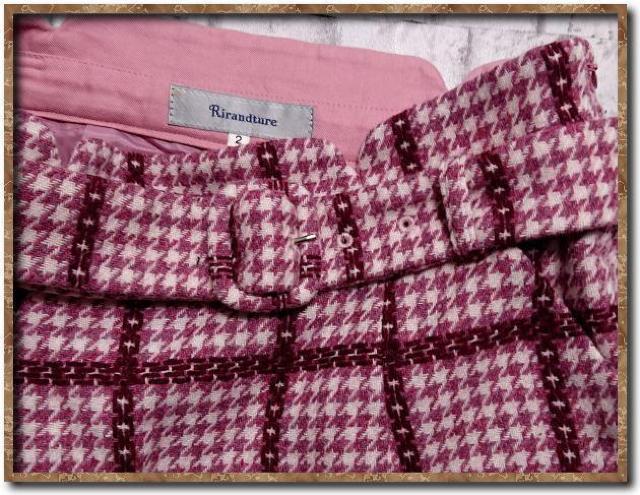 リランドチュール ベルト付き千鳥格子ツイードスカ−ト ピンク < ブランド  リランドチュール ベルト付き千鳥格子ツイードスカ−ト ピンク < ブランドの