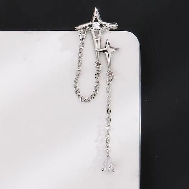 L11 レディースイヤーカフ シルバー チェーンスタイル スターイヤカフ クロスデザイン イヤリング ダイヤ風石ノンホールピアス < 女性アクセサリー/時計  L11 レディースイヤーカフ シルバー チェーンスタイル スターイヤカフ クロスデザイン イヤリング ダイヤ風石ノンホールピアス < 女性アクセサリー/時計の