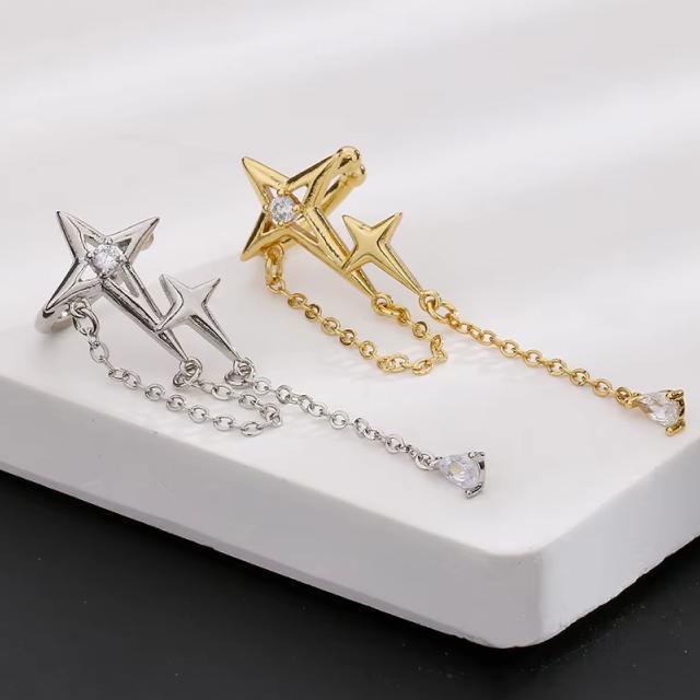 L11 レディースイヤーカフ シルバー チェーンスタイル スターイヤカフ クロスデザイン イヤリング ダイヤ風石ノンホールピアス < 女性アクセサリー/時計  L11 レディースイヤーカフ シルバー チェーンスタイル スターイヤカフ クロスデザイン イヤリング ダイヤ風石ノンホールピアス < 女性アクセサリー/時計の