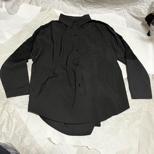 【アメット】 長袖シャツ / 肩レースデザイン / L / ブラック < 女性ファッション  【アメット】 長袖シャツ / 肩レースデザイン / L / ブラック  < 女性ファッションの