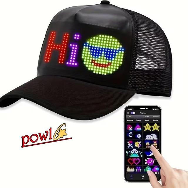 LEDハットメッシュ通気性良しディスプレイAPP制御テキスト&パターンイベント事にパーティークリスマスハロウィン等用 < 男性ファッション LEDハットメッシュ通気性良しディスプレイAPP制御テキスト&パターンイベント事にパーティークリスマスハロウィン等用 < 男性ファッションの
