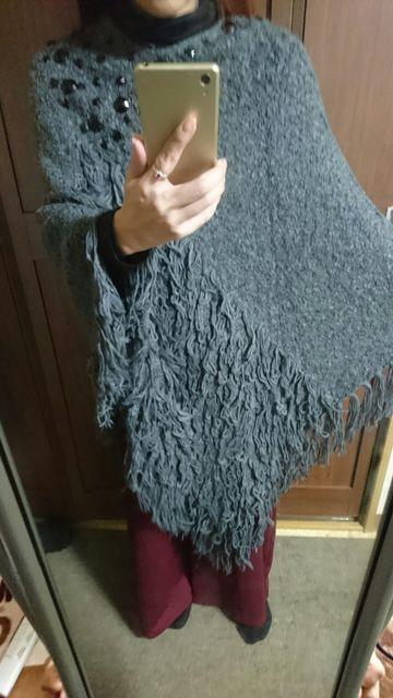 エスニック/ヒッピー必見!!ビジュー付き超ロングポンチョ新同 < 女性ファッション  エスニック/ヒッピー必見!!ビジュー付き超ロングポンチョ新同 < 女性ファッションの