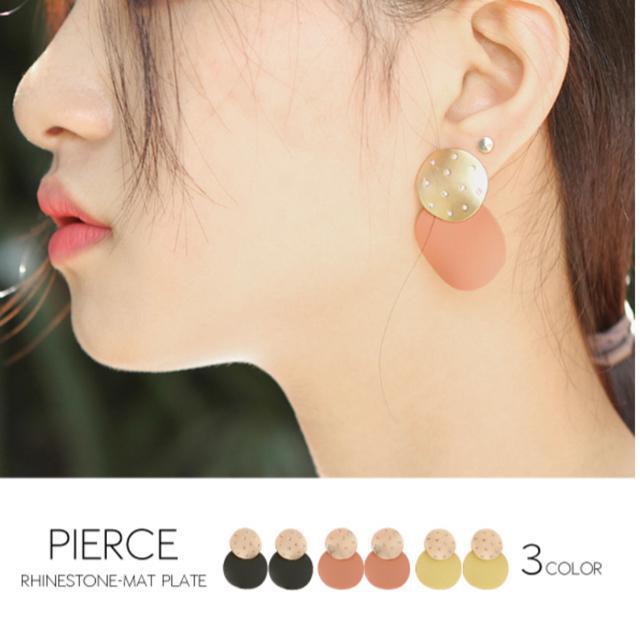 マットプレートピアス??ピンクオレンジ < 女性アクセサリー/時計  マットプレートピアス??ピンクオレンジ  < 女性アクセサリー/時計の