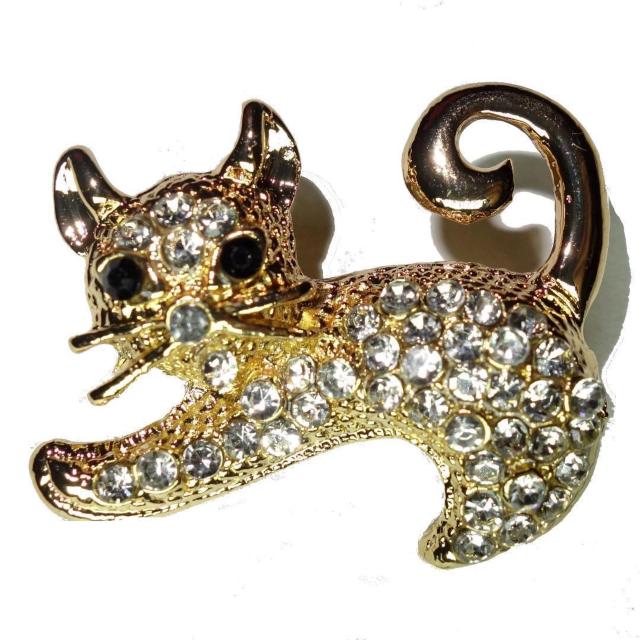 子猫 猫 ネコ ねこ ラインストーン ブローチ ピンブローチ バッジ ピンバッジ ラペルピン コサージュ 金色 ゴールド色 < 女性アクセサリー/時計  子猫 猫 ネコ ねこ ラインストーン ブローチ ピンブローチ バッジ ピンバッジ ラペルピン コサージュ 金色 ゴールド色  < 女性アクセサリー/時計の