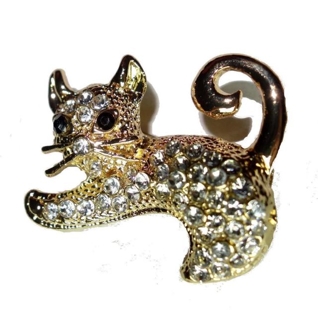 子猫 猫 ネコ ねこ ラインストーン ブローチ ピンブローチ バッジ ピンバッジ ラペルピン コサージュ 金色 ゴールド色 < 女性アクセサリー/時計  子猫 猫 ネコ ねこ ラインストーン ブローチ ピンブローチ バッジ ピンバッジ ラペルピン コサージュ 金色 ゴールド色 < 女性アクセサリー/時計の
