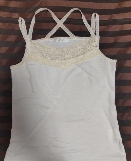 オフホワイト レース 二重バックシャンストラップ キャミソール < 女性ファッション  オフホワイト レース 二重バックシャンストラップ キャミソール  < 女性ファッションの