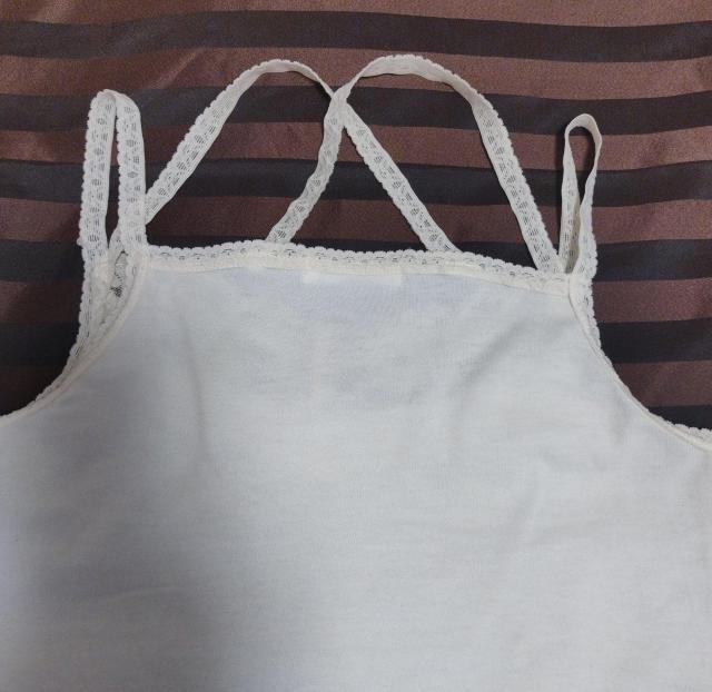 オフホワイト レース 二重バックシャンストラップ キャミソール < 女性ファッション  オフホワイト レース 二重バックシャンストラップ キャミソール < 女性ファッションの