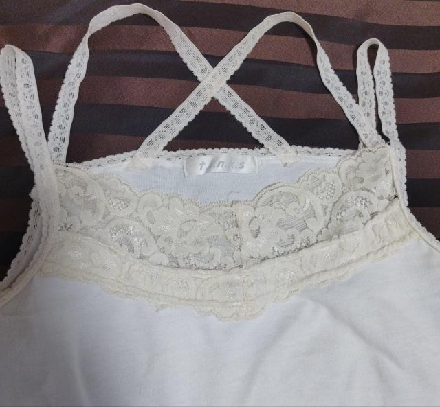 オフホワイト レース 二重バックシャンストラップ キャミソール < 女性ファッション  オフホワイト レース 二重バックシャンストラップ キャミソール < 女性ファッションの