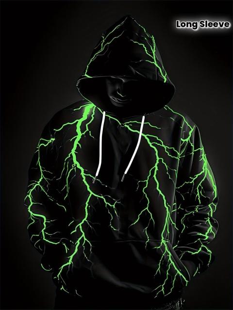 爆ヤス価格2690円★メンズ スポーティ 3D ライトニングプリント フーデッドスウェット USAサイズM(日本サイズXL)黒×緑 < 男性ファッション 爆ヤス価格2690円★メンズ スポーティ 3D ライトニングプリント フーデッドスウェット USAサイズM(日本サイズXL)黒×緑 < 男性ファッションの