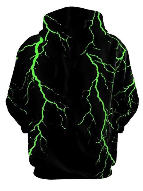 爆ヤス価格2690円★メンズ スポーティ 3D ライトニングプリント フーデッドスウェット USAサイズM(日本サイズXL)黒×緑 < 男性ファッション 爆ヤス価格2690円★メンズ スポーティ 3D ライトニングプリント フーデッドスウェット USAサイズM(日本サイズXL)黒×緑 < 男性ファッションの